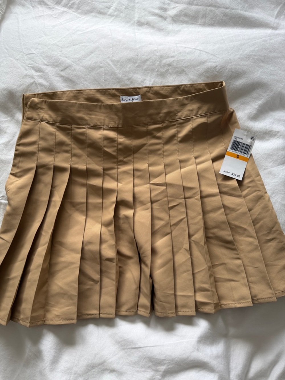 love, Fire Tan Pleated Mini Skirt